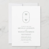 Invitation Monogramme minimaliste Mariage vert (Devant)