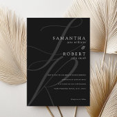 Invitation Monogramme minimaliste moderne Mariage noir et bla