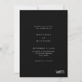 Invitation Monogramme minimaliste moderne Mariage noir et bla (Dos)
