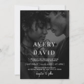 Invitation Monogramme minimaliste moderne Mariage noir photo (Devant)