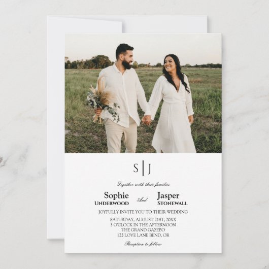 Invitation Monogramme minimaliste moderne Mariage photo (Devant)