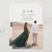 Invitation Monogramme Minimaliste Moderne Photo Enregistrer L (Devant / Derrière)