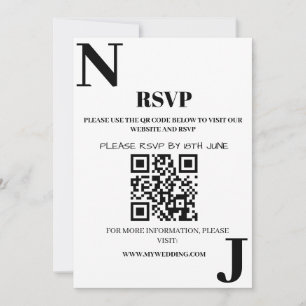 Invitation Monogramme minimaliste noir et blanc pour réponse 
