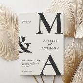 Invitation Monogramme minimaliste noir et écru Mariage modern