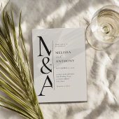 Invitation Monogramme minimaliste noir et ivoire Mariage mode