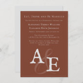 Invitation Monogramme minimaliste orange sunset italien (Devant / Derrière)