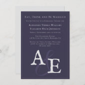 Invitation Monogramme minimaliste Plum violet (Devant / Derrière)