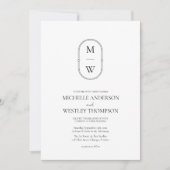 Invitation Monogramme minimum noir et blanc tout en un Mariag (Devant)
