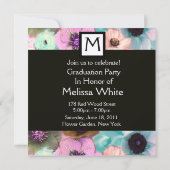 INVITATION MONOGRAMME MODÈLE PHOTO DE DIPLÔME FLORAL (Dos)