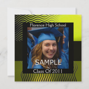 Invitation MONOGRAMME MODÈLE PHOTO DE VAGUES ÉLÉGANTES, Jaune