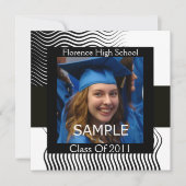 Invitation MONOGRAMME MODÈLE PHOTO DE VAGUES ÉLÉGANTES, noir (Devant)