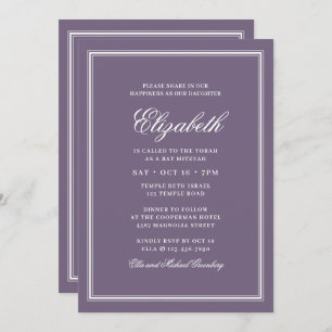 Invitation Monogramme moderne bat mitzvah sur cadre simple