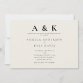 Invitation Monogramme moderne Beige Aucun parent Mariage hori (Devant)