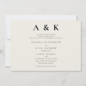 Invitation Monogramme moderne Beige Mariage horizontal modern (Devant)