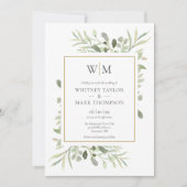Invitation Monogramme moderne Botanical Greenery Mariage phot