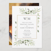 Invitation Monogramme moderne Botanical Greenery Mariage phot