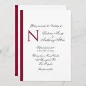 Invitation Monogramme moderne Bourgogne Simple Mariage budgét (Devant / Derrière)