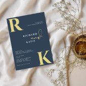 Invitation Monogramme moderne brillant Gras bleu marine photo