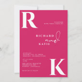 Invitation Monogramme moderne brillant rose (Devant)