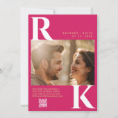 Invitation Monogramme moderne brillant rose (Dos)