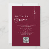 Invitation Monogramme moderne de Bourgogne Mariage QR Code (Dos)