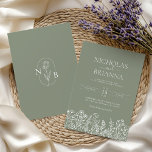Invitation Monogramme Moderne de Mariage Bohème aux Fleurs Sa<br><div class="desc">Carton d'invitation Monogramme Moderne de Mariage Bohème aux Fleurs Sauvages Vert Sauge. Personnalisez facilement en remplaçant chaque info. Assurez-vous de vérifier la prévisualisation avant d'ajouter au panier.</div>