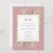 Invitation Monogramme moderne Dusty Rose Mariage photo (Devant)