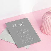 Invitation Monogramme moderne élégant Mariage blanc argent