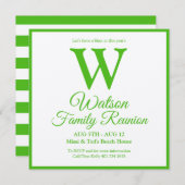 Invitation Monogramme moderne Grandes vertes Retrouvailles fa (Devant / Derrière)