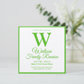 Invitation Monogramme moderne Grandes vertes Retrouvailles fa (Debout devant)