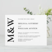 Invitation Monogramme moderne Gras noir et blanc Mariage (Debout devant)
