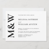 Invitation Monogramme moderne Gras noir et blanc Mariage (Devant)