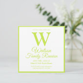 Invitation Monogramme Moderne Lime Green Stripes Retrouvaille (Debout devant)