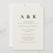 Invitation Monogramme moderne Mariage beige (Devant)
