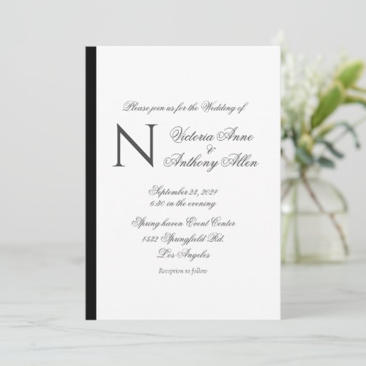 Invitation Monogramme moderne Mariage budget simple (Debout devant)