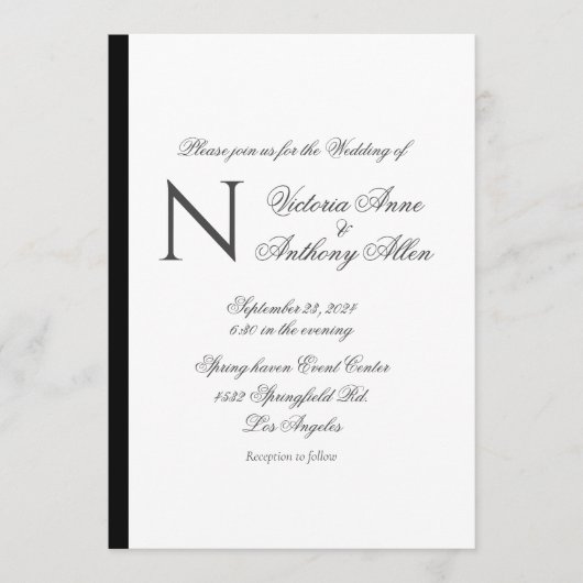 Invitation Monogramme moderne Mariage budget simple (Devant)