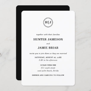 Invitation Monogramme moderne Mariage noir et blanc