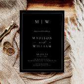 Invitation Monogramme moderne Mariage noir et blanc