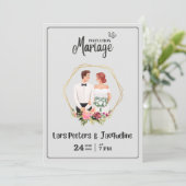 Invitation monogramme moderne mariage plié (Debout devant)