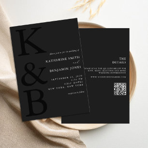 Invitation Monogramme moderne minimaliste tout en un Mariage