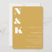 Invitation Monogramme moderne moutarde Jaune Bold Mariage chi (Devant)