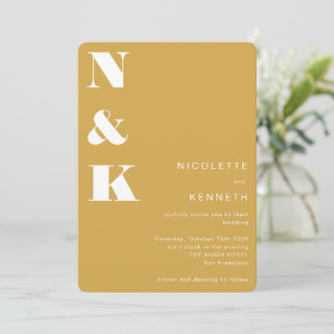 Invitation Monogramme moderne moutarde Jaune Bold Mariage chi
