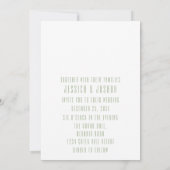 Invitation Monogramme moderne Sage Mariage de typographie ver (Dos)