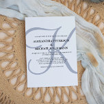Invitation Monogramme moderne vertical | Mariage bleu<br><div class="desc">Ces invitations de mariage élégantes affichent votre monogramme dans un grand texte moderne couleur bleu poussiéreux sur un arrière - plan blanc. Un look simple et élégant pour votre mariage moderne.</div>