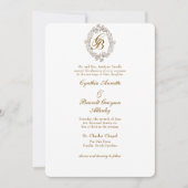 Invitation Monogramme monochrome Rococo Crest Mocha (Devant)