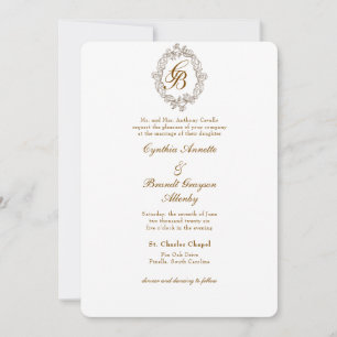 Invitation Monogramme monochrome Rococo Crest Mocha