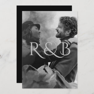 Invitation Monogramme Montagnes noires et blanches Mariage ph