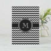 Invitation Monogramme Motif Chevron ZigZag noir et blanc (Debout devant)