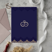 Invitation Monogramme Motif islamique bleu nuit