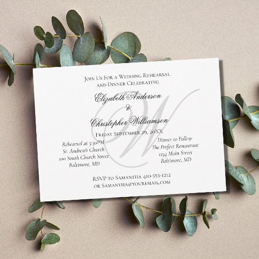 Invitation Monogramme noir blanc argent Réception de mariage